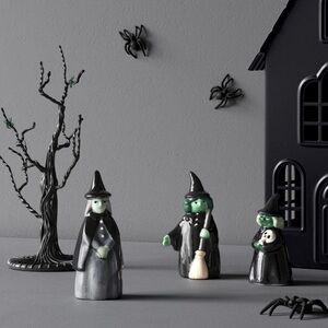 Charming Witch Figurine Trio - Black and Green